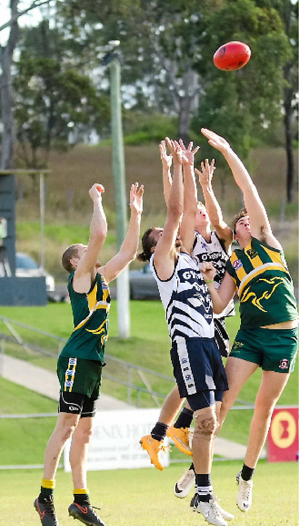 IN THE AIR: Adam Hendry and Bronzen Rowlands. IN THE AIR: Adam Hendry and Bronzen Rowlands.